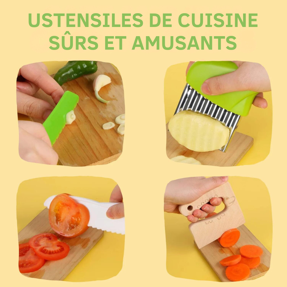 Ustensiles de Cuisine Sécurisés pour Enfants Montessori (12 pièces)