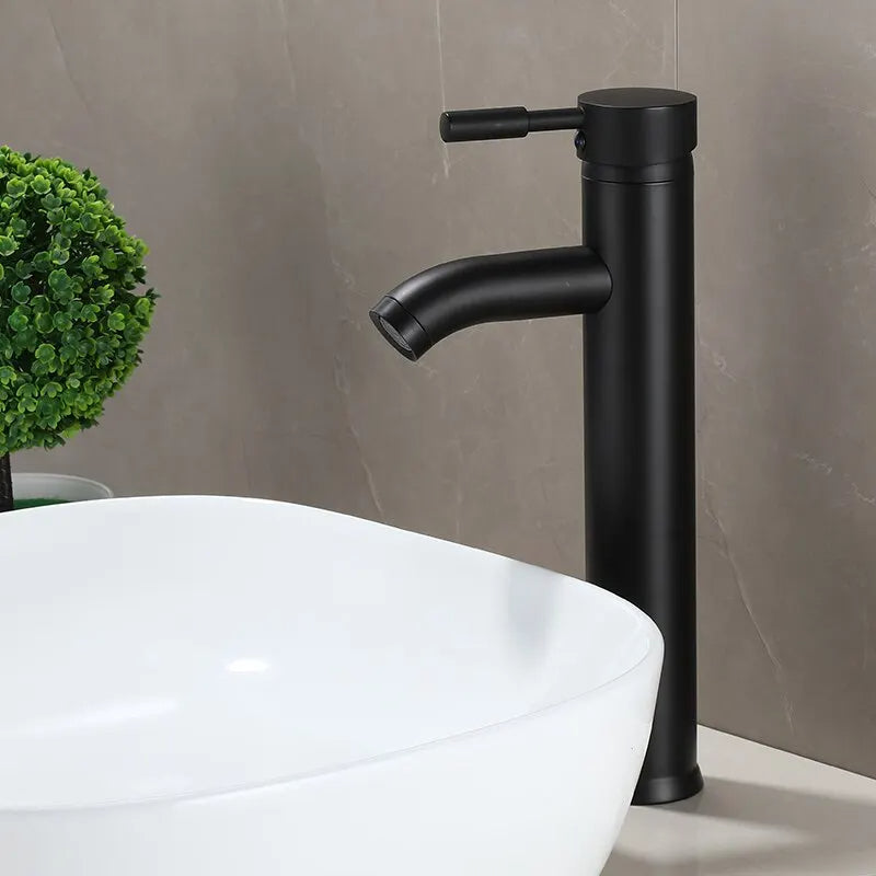 Robinet mitigeur de salle de bain noir mat élégant – Design moderne pour espaces contemporains