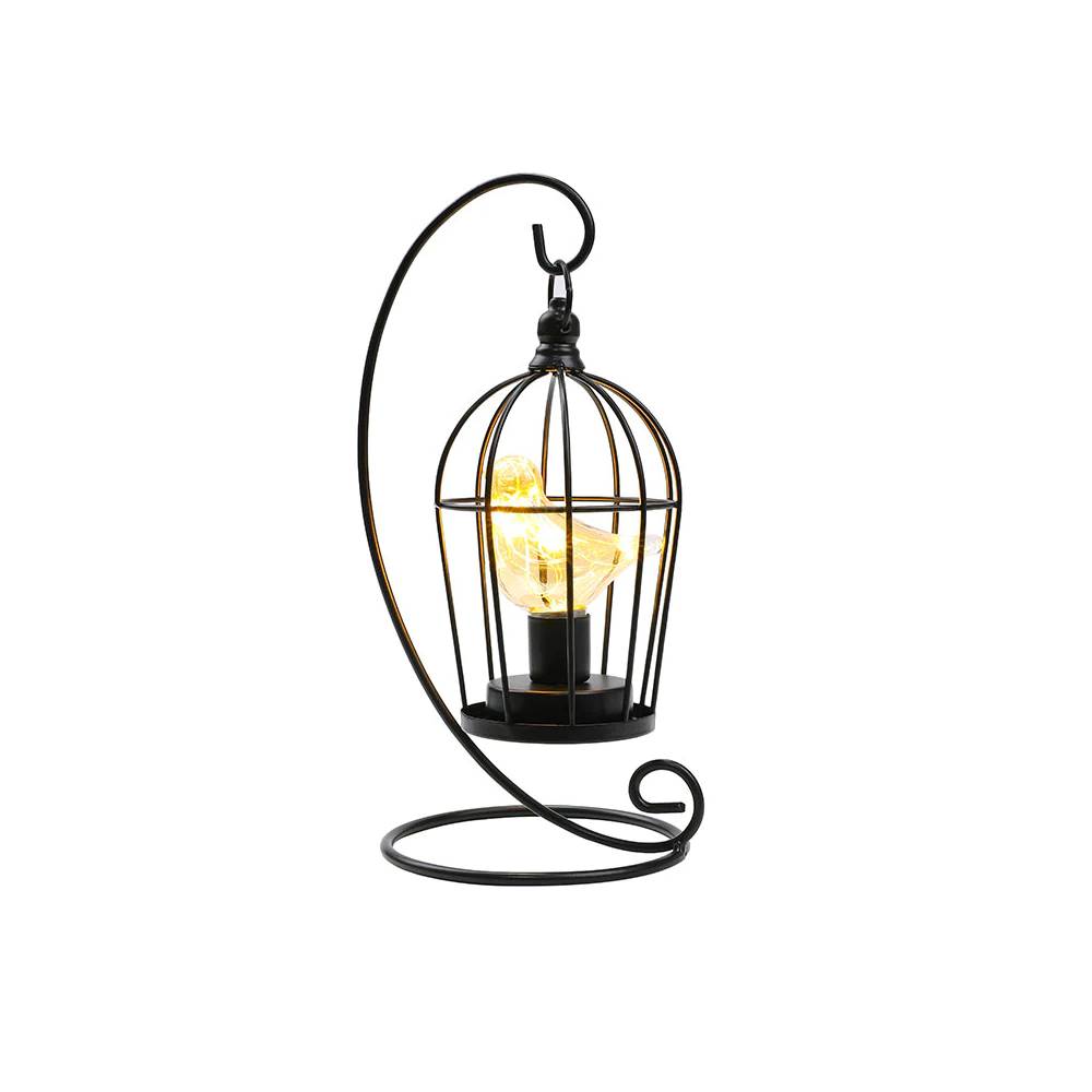 Lampe de table vintage en forme de cage à oiseaux – Illuminez votre espace avec une élégance intemporelle