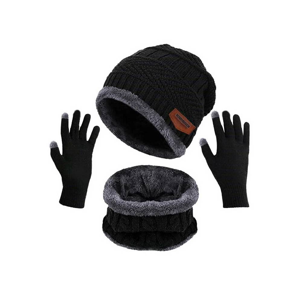 Ensemble bonnet, écharpe et gants d'hiver unisexe – Restez au chaud avec style