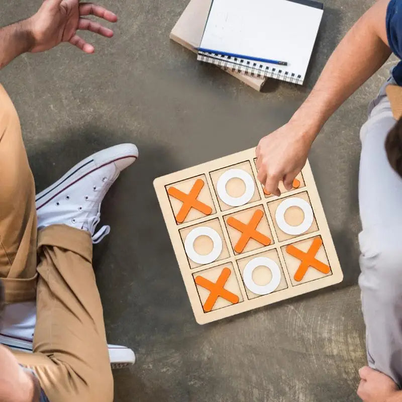 Jeu de société classique en bois Tic-Tac-Toe – Un divertissement intemporel pour tous les âges