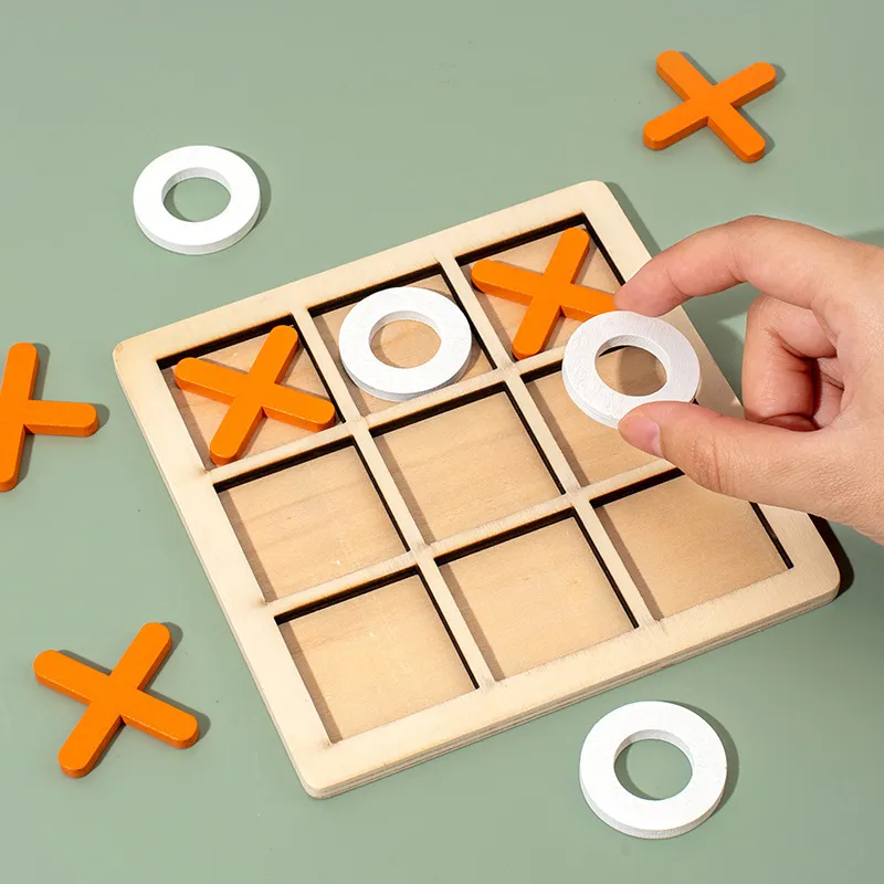 Jeu de société classique en bois Tic-Tac-Toe – Un divertissement intemporel pour tous les âges