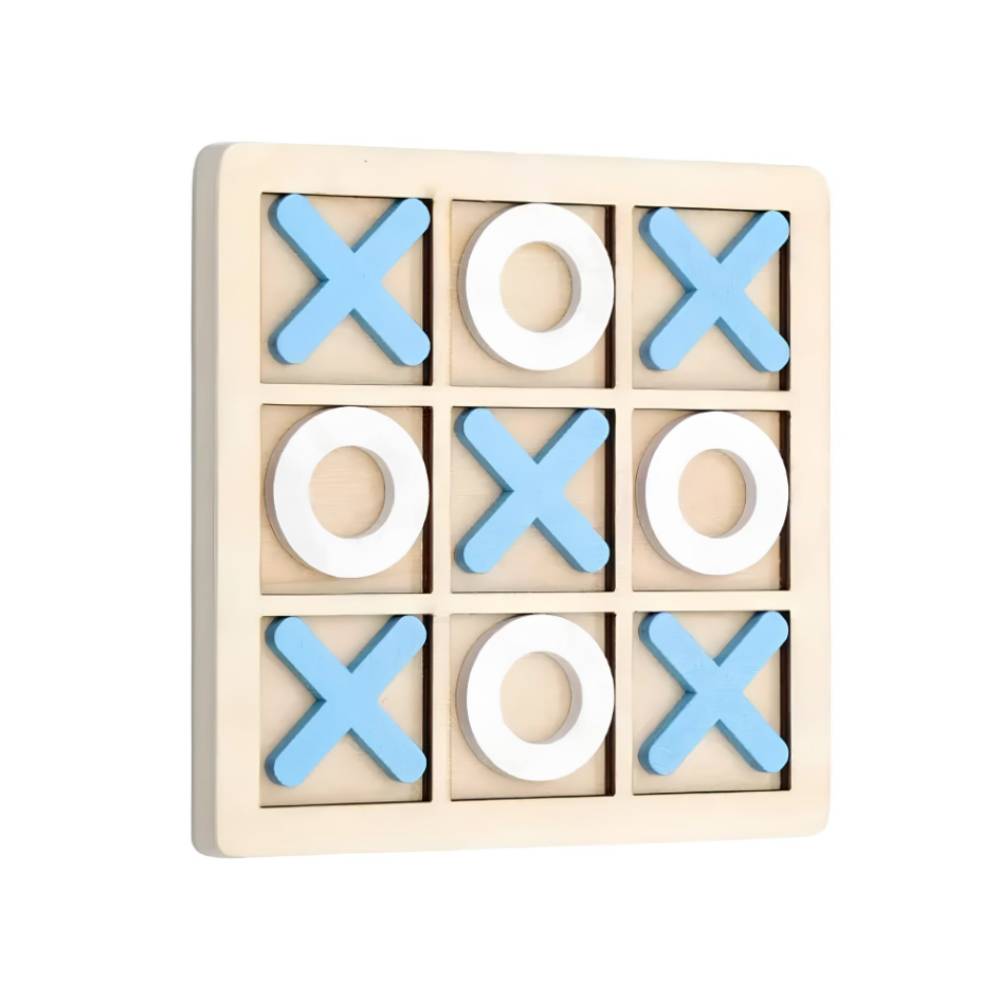 Jeu de société classique en bois Tic-Tac-Toe – Un divertissement intemporel pour tous les âges