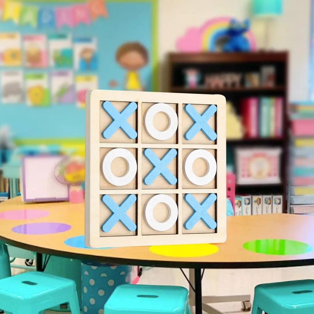 Jeu de société classique en bois Tic-Tac-Toe – Un divertissement intemporel pour tous les âges