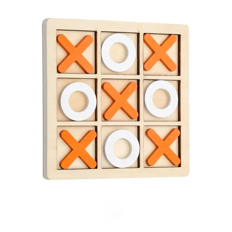 Jeu de société classique en bois Tic-Tac-Toe – Un divertissement intemporel pour tous les âges