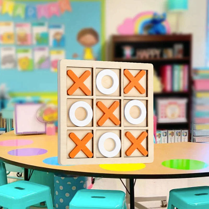 Jeu de société classique en bois Tic-Tac-Toe – Un divertissement intemporel pour tous les âges